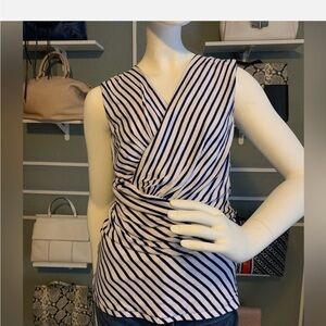 White House Black Market Blue and White Striped Women's Top